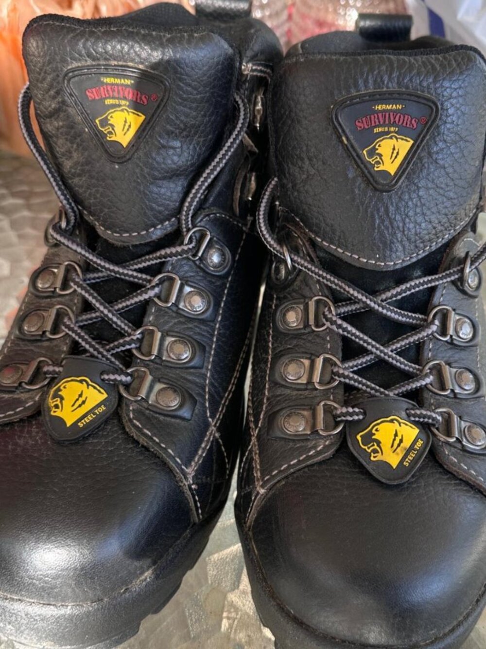 Herman Survivors Panther Black Leather Steel Toe Work Boots Mens 8.5 Gorpcore